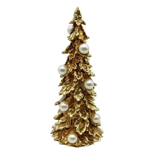 Med Pearl Gold Ruffle Tree - Seasonal Decor