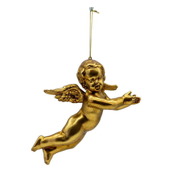 43cm Gold Cherub Hanging Left - Seasonal Decor