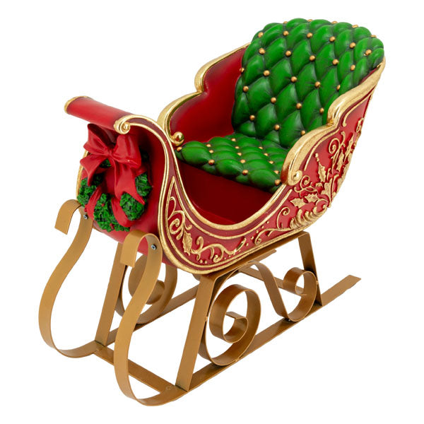 Red Gold Eloquent Sleigh - Seasonal Decor