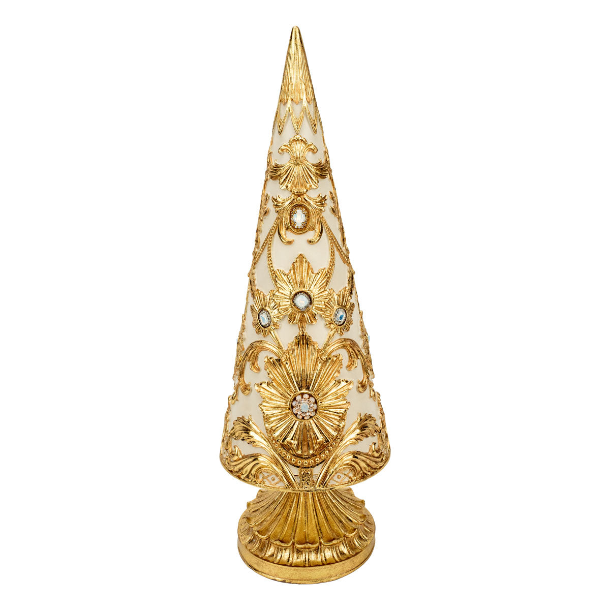 Ivory Gold Damask Christmas Tree - Seasonal Decor