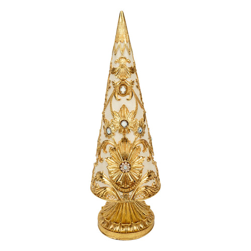 Ivory Gold Damask Christmas Tree - Seasonal Decor