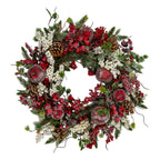 Red Apple White Berry Wreath - Seasonal Decor