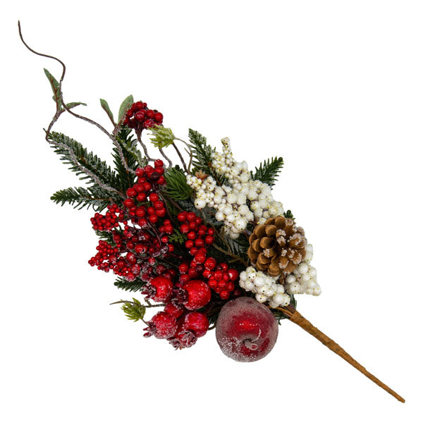 Red Apple White Berry Spray - Seasonal Decor