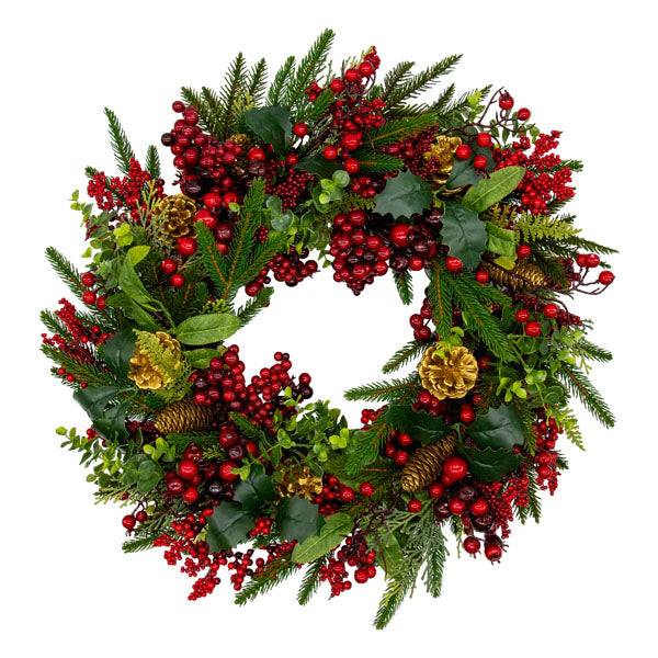 Red Gold Wreath - Seasonal Decor