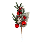 Red Bauble White Berry Spray - Seasonal Decor