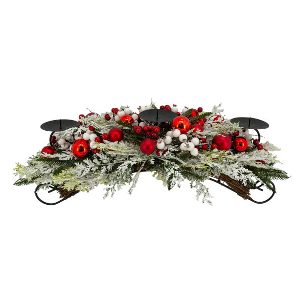 Red Bauble White Berry Centrepiece - Seasonal Decor