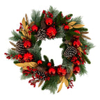 Red Bauble Gold Wreath - Seasonal Decor
