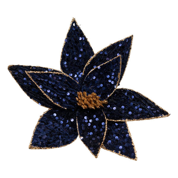 Midnight Blue Sequin Flower - Seasonal Decor