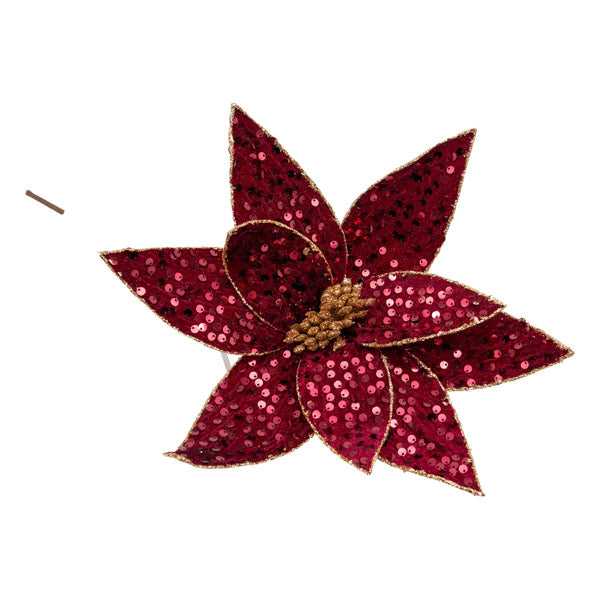 Burgundy Sequin Flower - Seasonal Decor