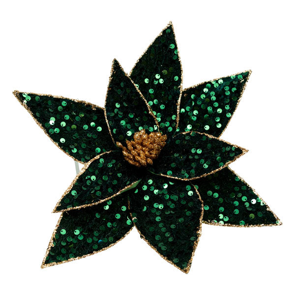 Emerald Green Sequin Flower - Seasonal Decor