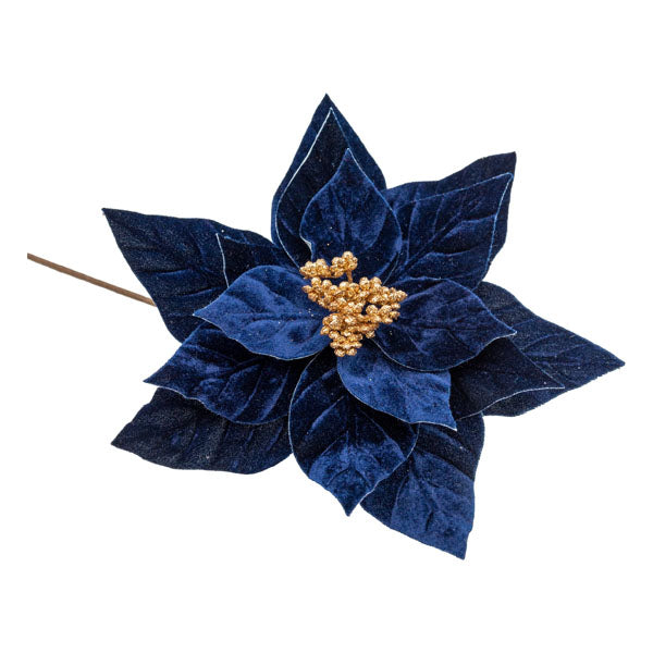 Midnight Blue Velour Poinsettia - Seasonal Decor