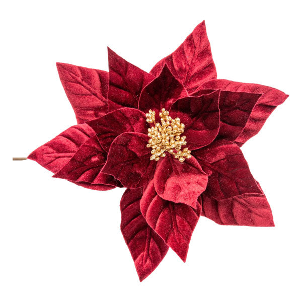 Burgundy Velour Poinsettia - Seasonal Decor