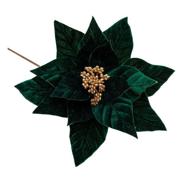 Emerald Green Velour Poinsettia - Seasonal Decor