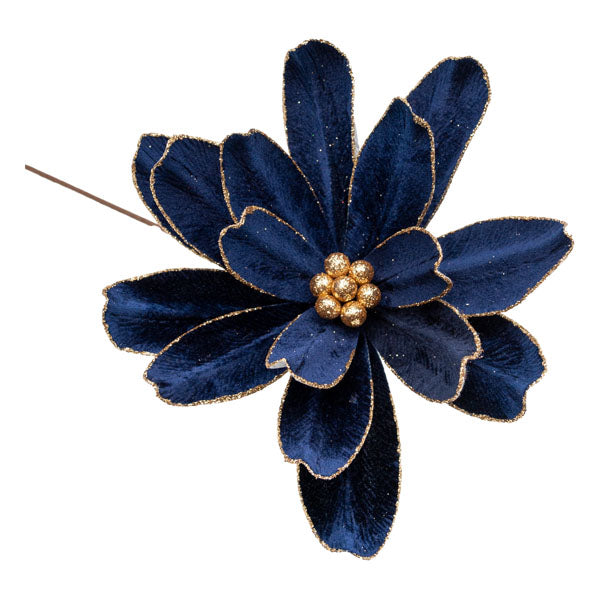 Midnight Blue Gold Edge Flower - Seasonal Decor
