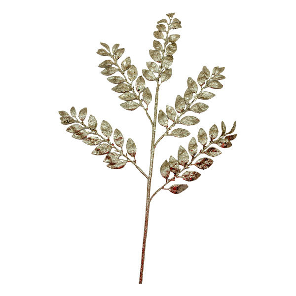 Champagne Leaf Glitter Pick - Seasonal Decor