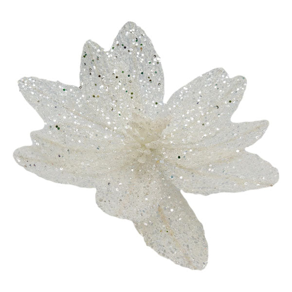 White Glitter Flower - Seasonal Decor