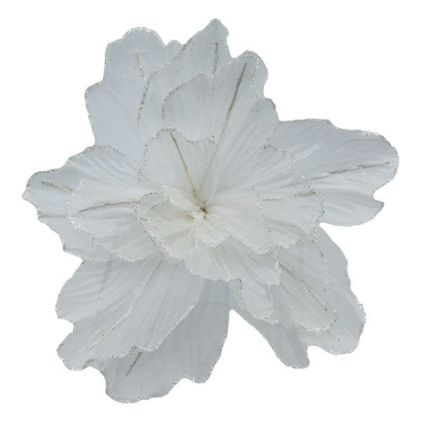 White Sheer Flower Gold Edge - Seasonal Decor
