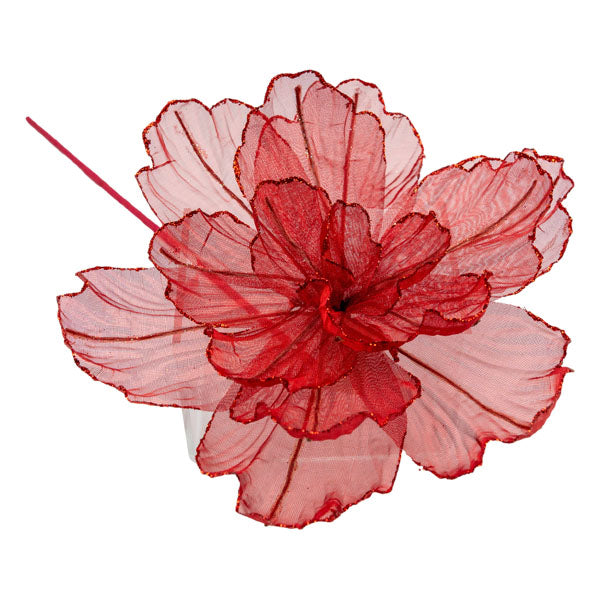Red Sheer Flower Gold Edge - Seasonal Decor