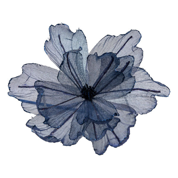 Navy Blue Sheer Flower - Seasonal Decor