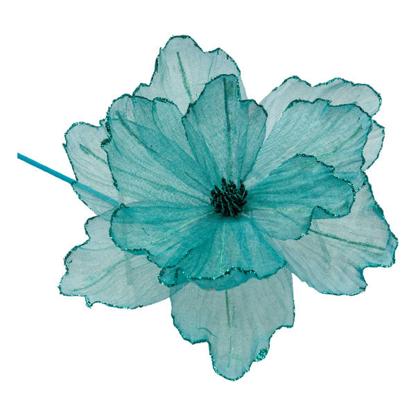Teal Sheer Flower - Seasonal Decor