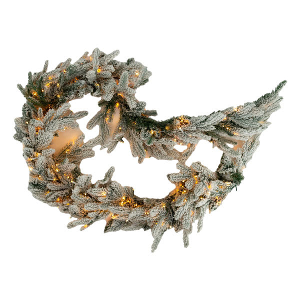 1.8m Flocked Garland 300 Led Min 2 - Seasonal Decor