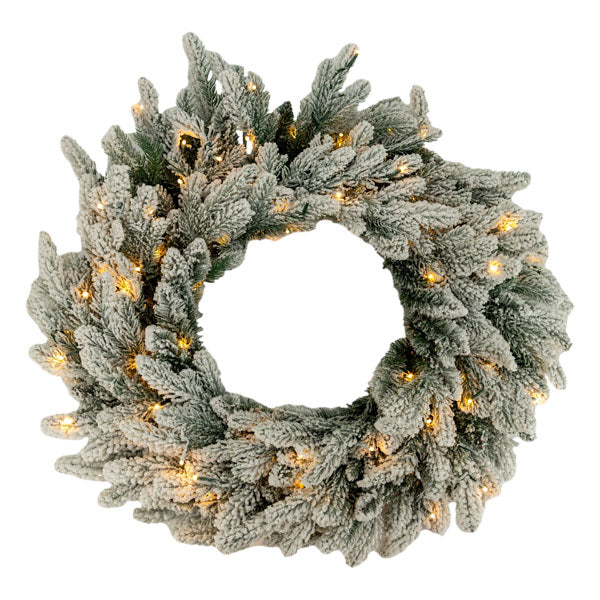 60cm Flocked Wreath 300 Led Min 2 - Seasonal Decor