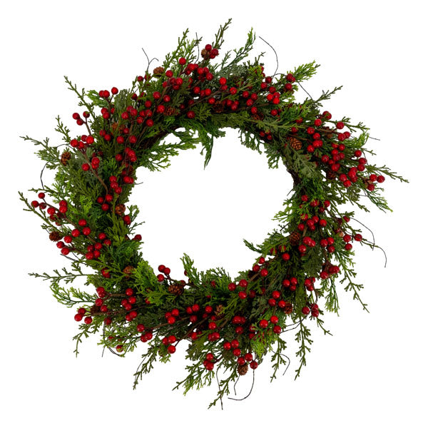 60cm Red Berry Wreath - Seasonal Decor