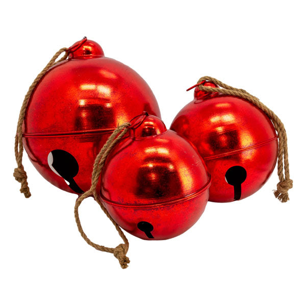 Red Set Of 3 Bells - Seasonal Decor