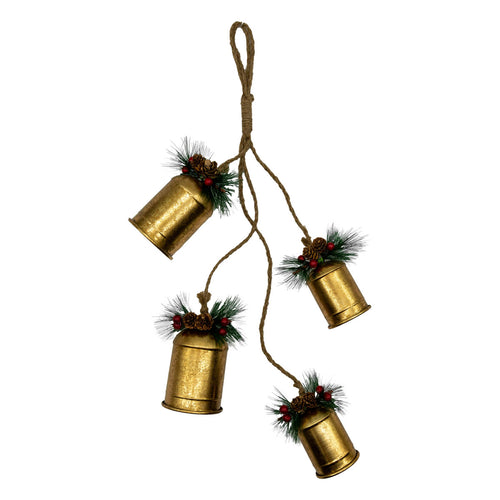 Set Of 4 Gold Bells - Seasonal Decor