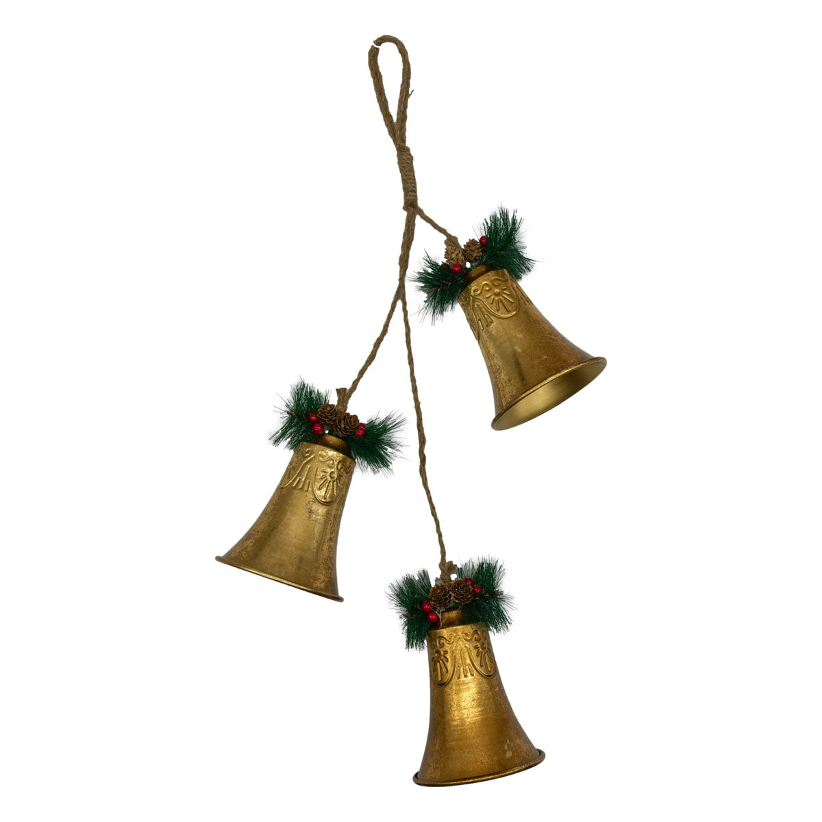 Set Of 3 Gold Bells - Seasonal Decor