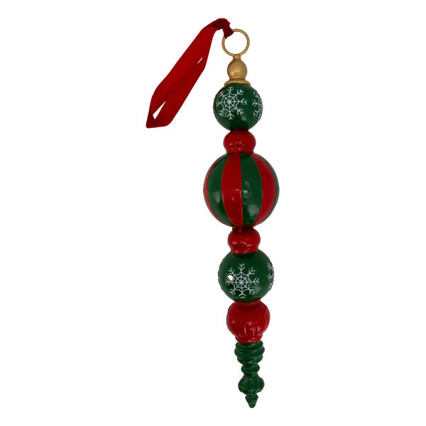 Green And Red Large Finial - Seasonal Decor