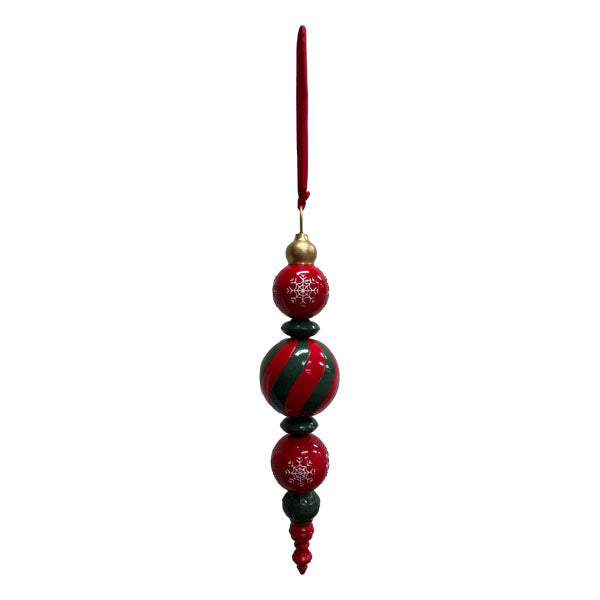 Green And Red Large Finial - Seasonal Decor