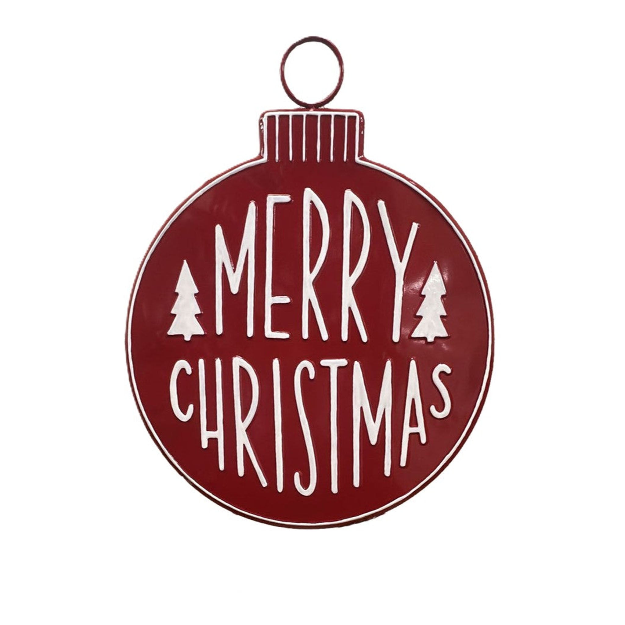 Red Merry Christmas Sign Hanging - Seasonal Decor