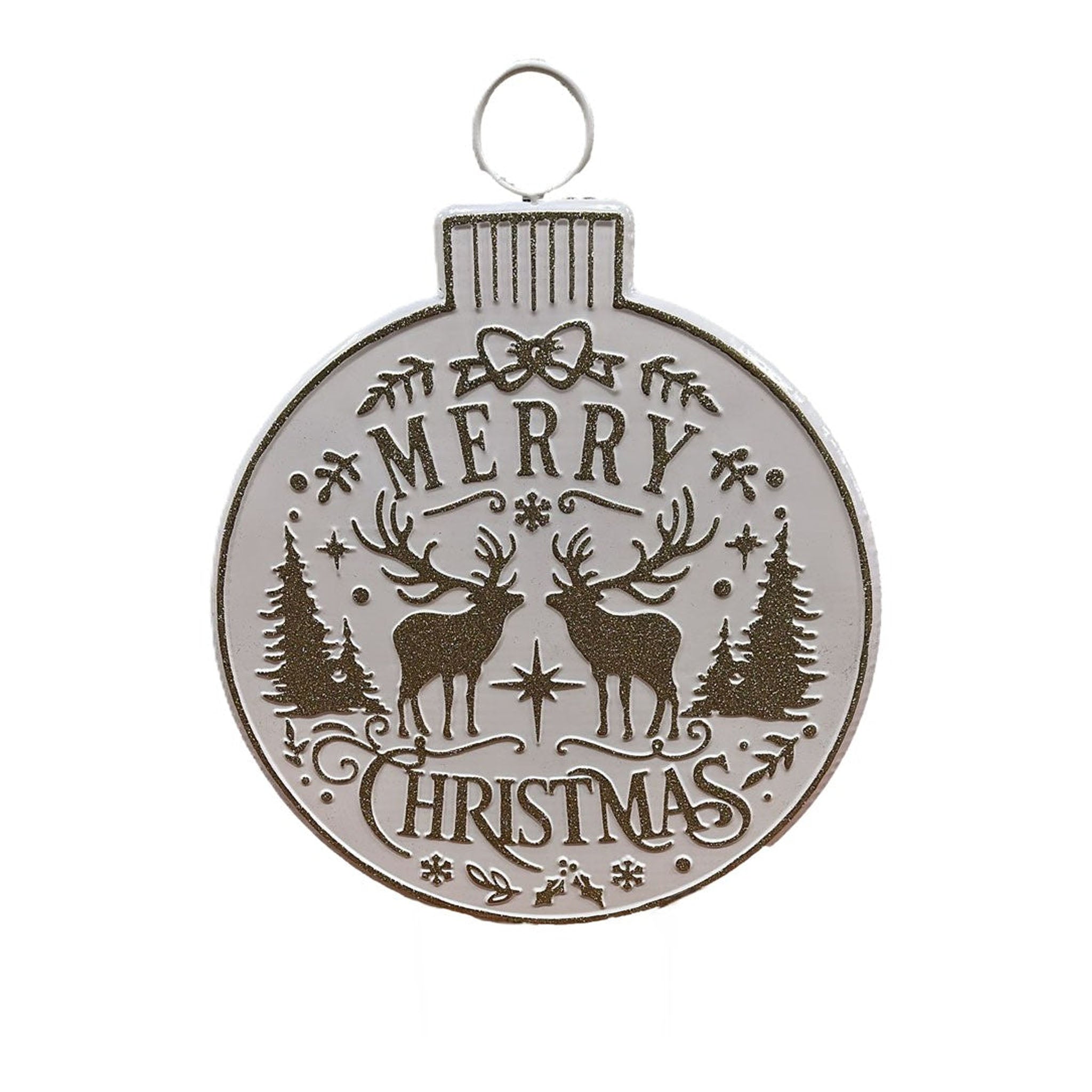White Merry Christmas Sign Hanging - Seasonal Decor