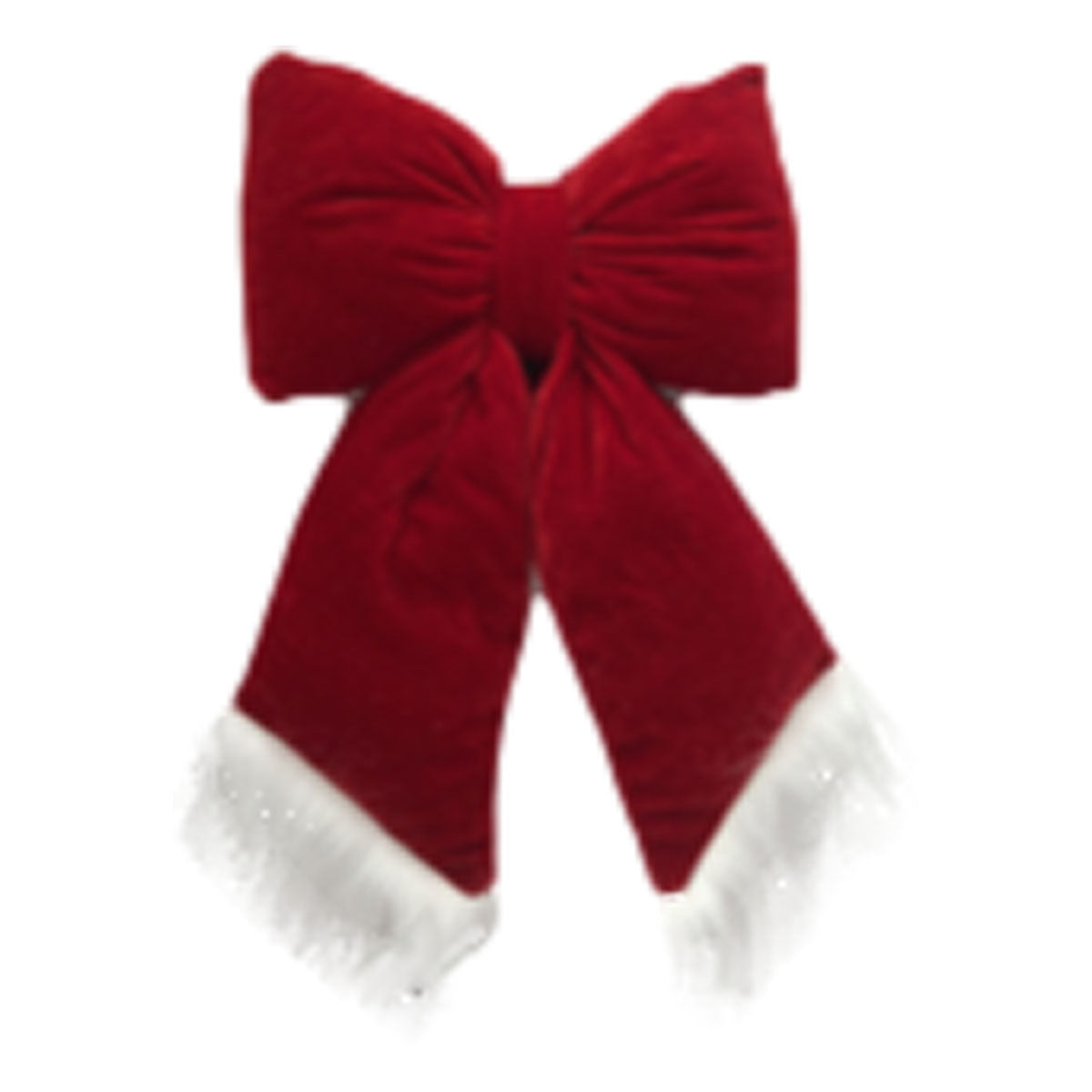 Red Velvet Bow With Fur Trim - Seasonal Decor