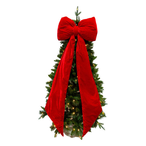 Long Deep Red Velvet Bow - Seasonal Decor