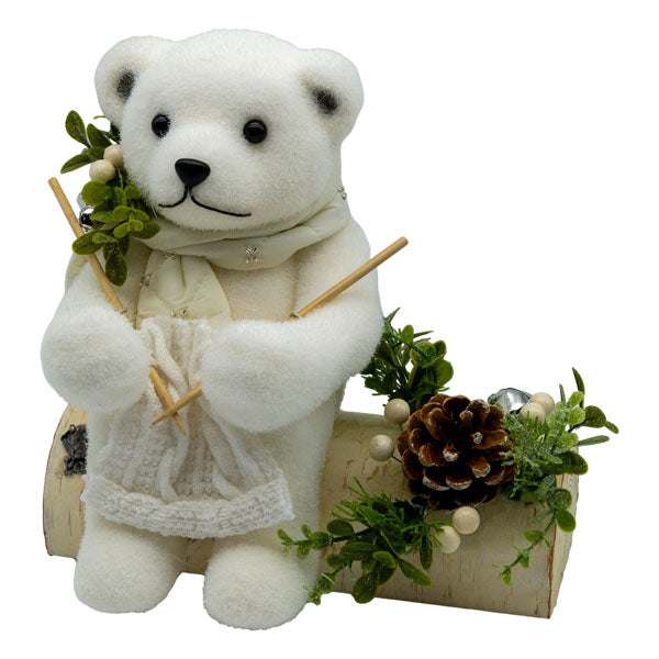 24cm Knitting Nana Bear - Seasonal Decor