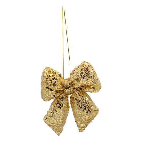 Gold Shiny Sequined Bow - Seasonal Decor