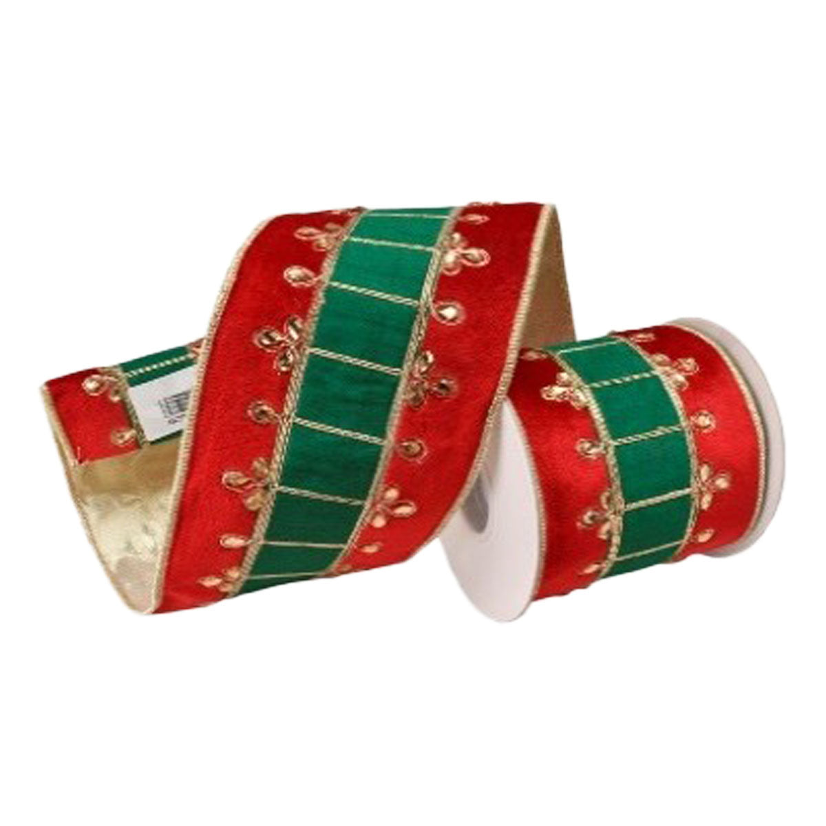 100mm Red Green Drummer Ribbon - Seasonal Decor