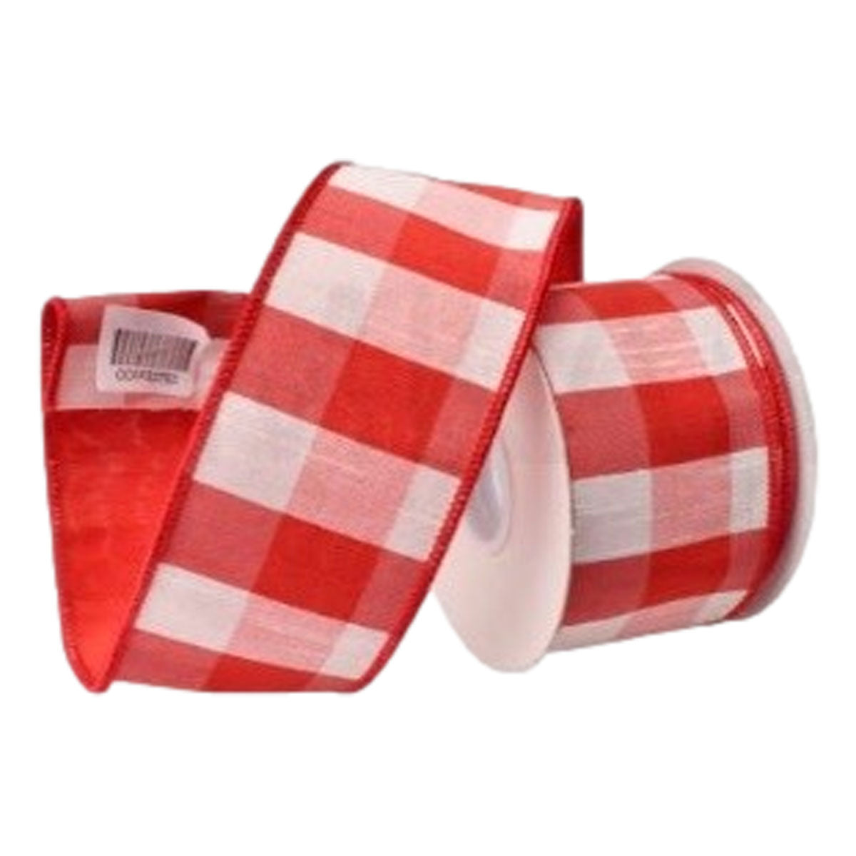 100mm Red White Check Ribbon - Seasonal Decor