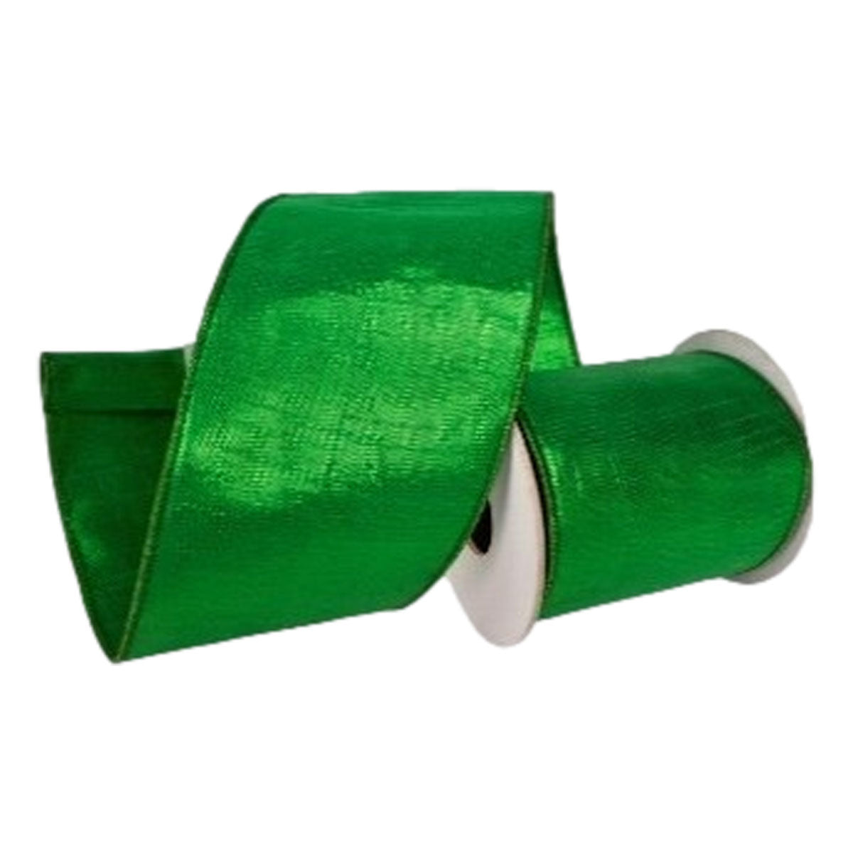 100mm Metallic Green Ribbon - Seasonal Decor