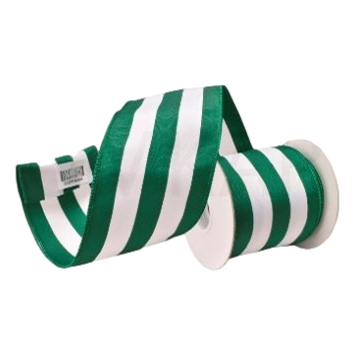 100mm Green White Ribbon - Seasonal Decor