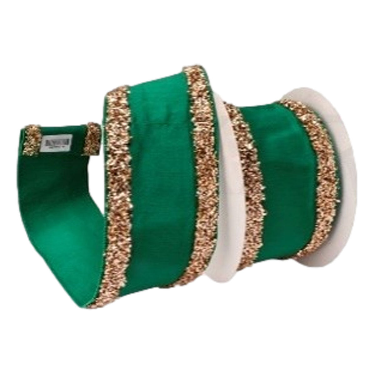 64mm Green Gold Ribbon - Seasonal Decor