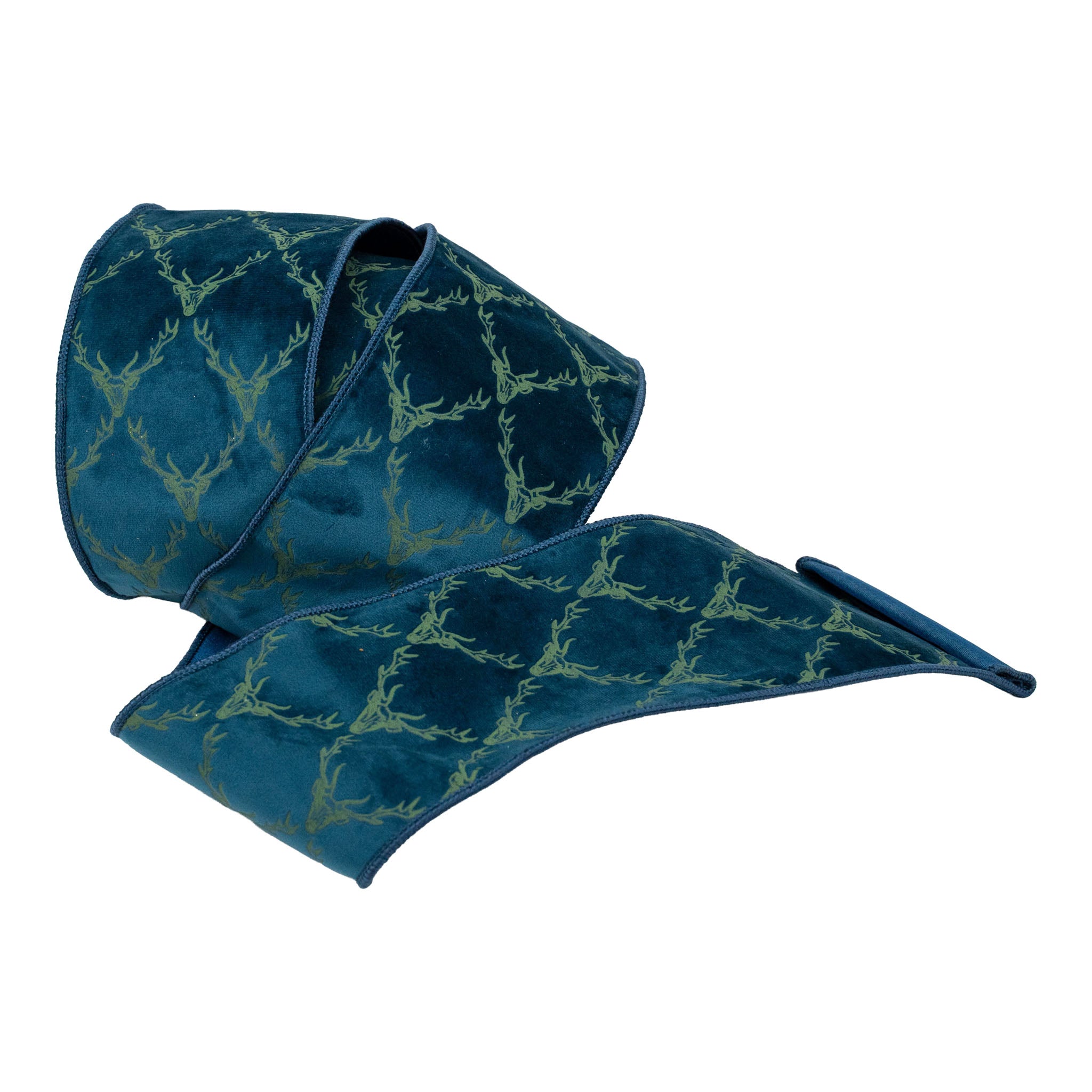 100mm Blue Deer Ribbon - Seasonal Decor