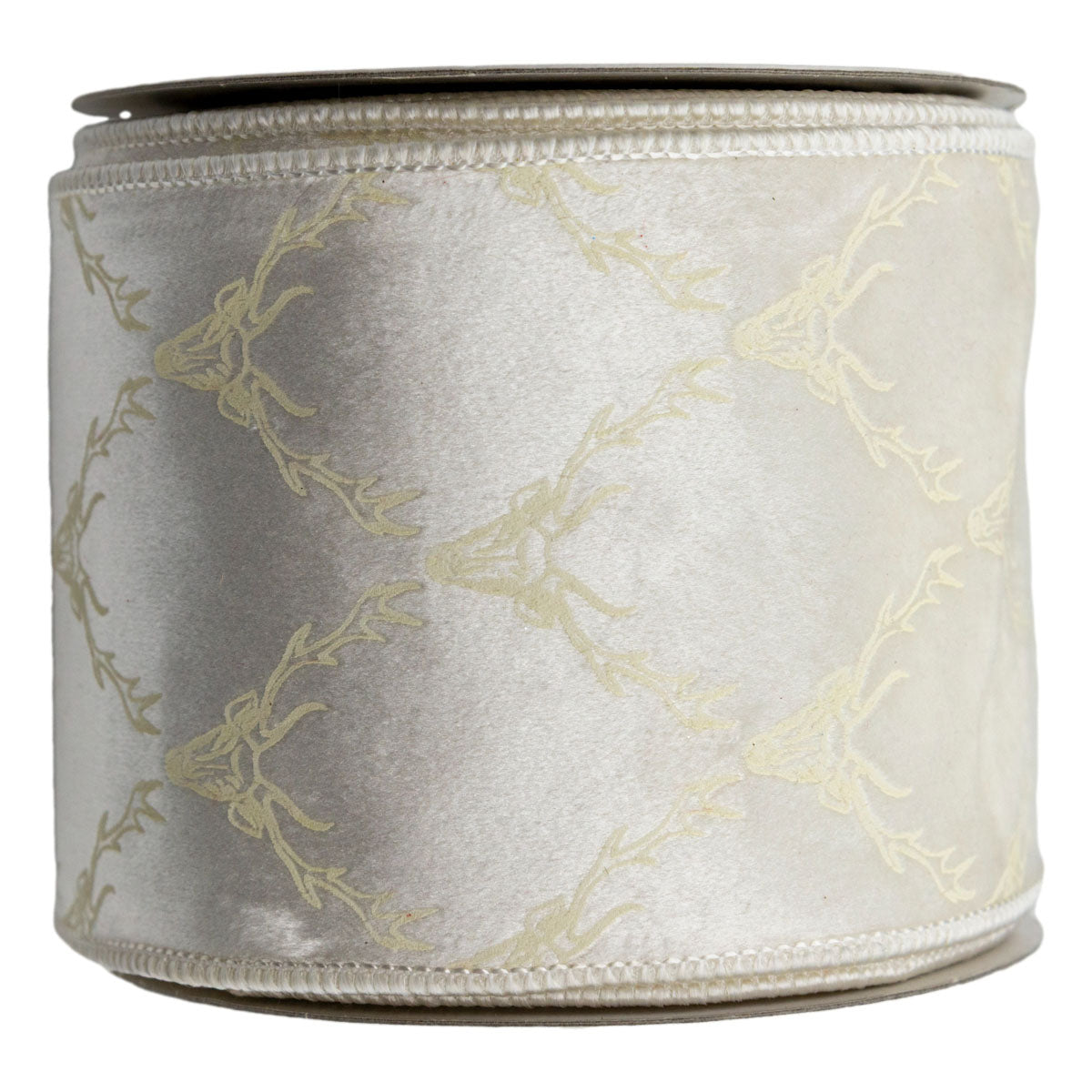 100mm White Deer Ribbon - Seasonal Decor