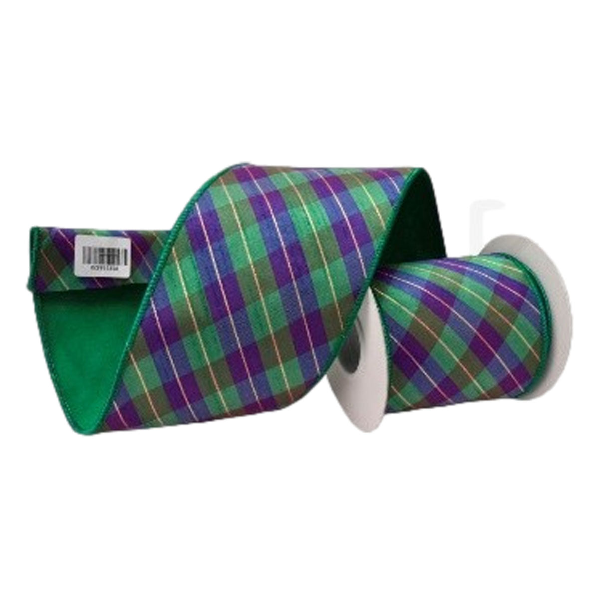 100mm Green Blue Plaid Ribbon - Seasonal Decor