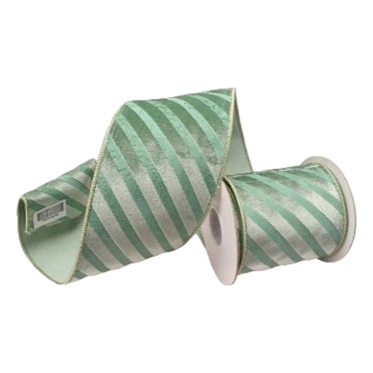 64mm Sage Stripe Ribbon - Seasonal Decor