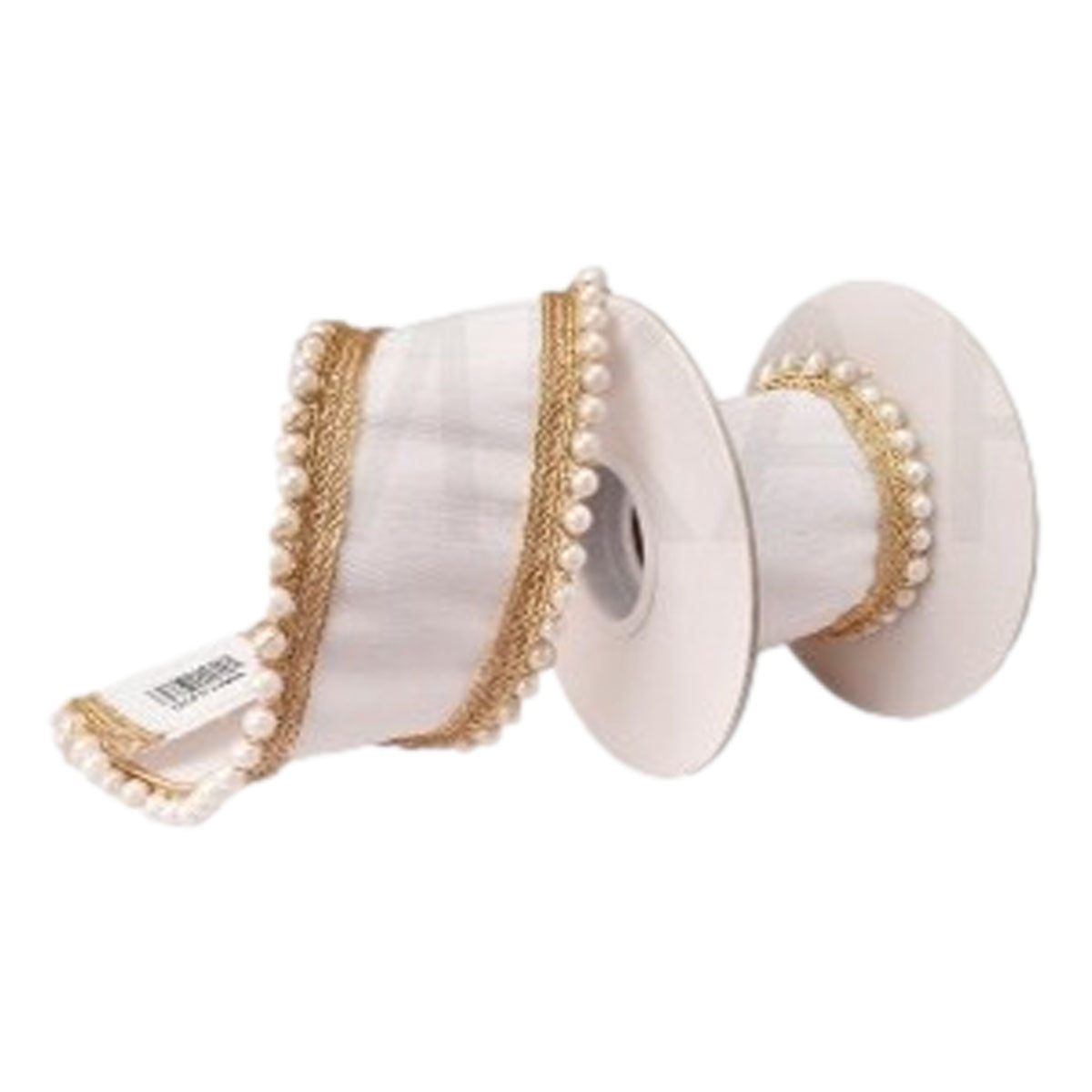 64mm White Gold Trim Ribbon - Seasonal Decor