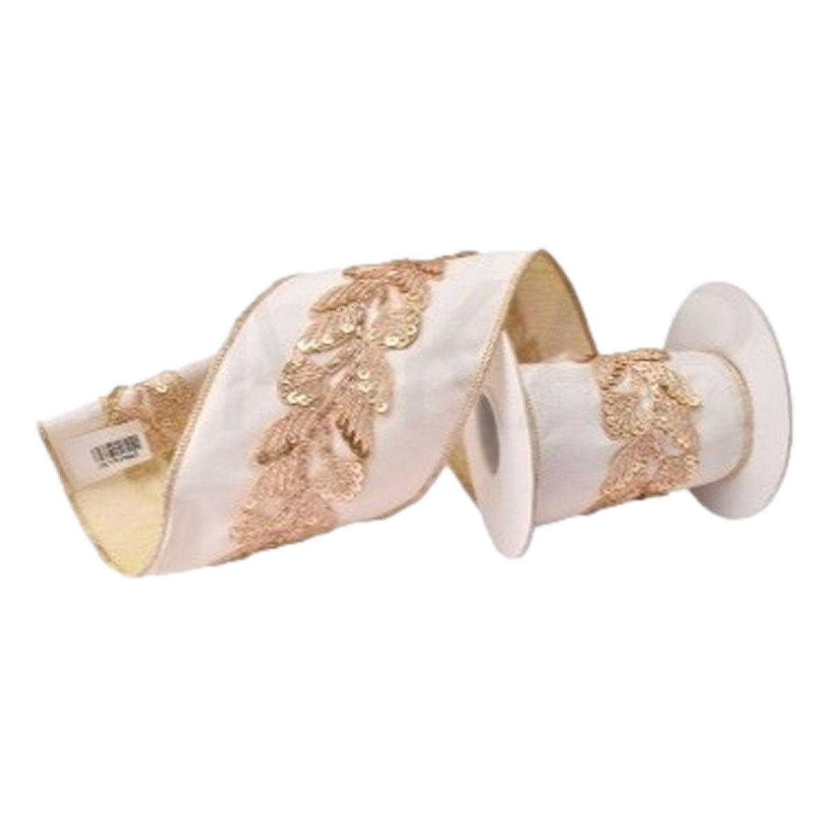100mm White Gold Jewel Ribbon - Seasonal Decor