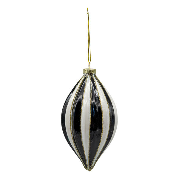 Black White Stripe Long Drop - Seasonal Decor